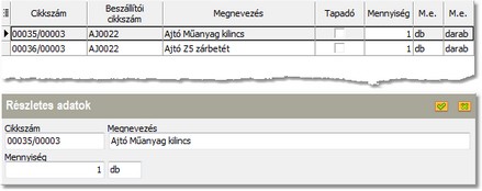 Termék göngyöleg adatai.