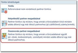 Partner törlése két partner összevonásával