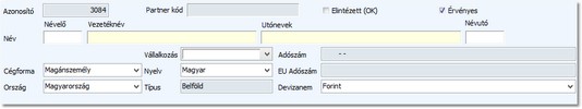 Partner alapadatok