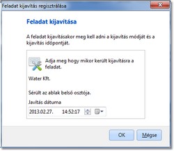 Feladat kijavításának rögzítése panel Feladat kijavításának rögzítése panel